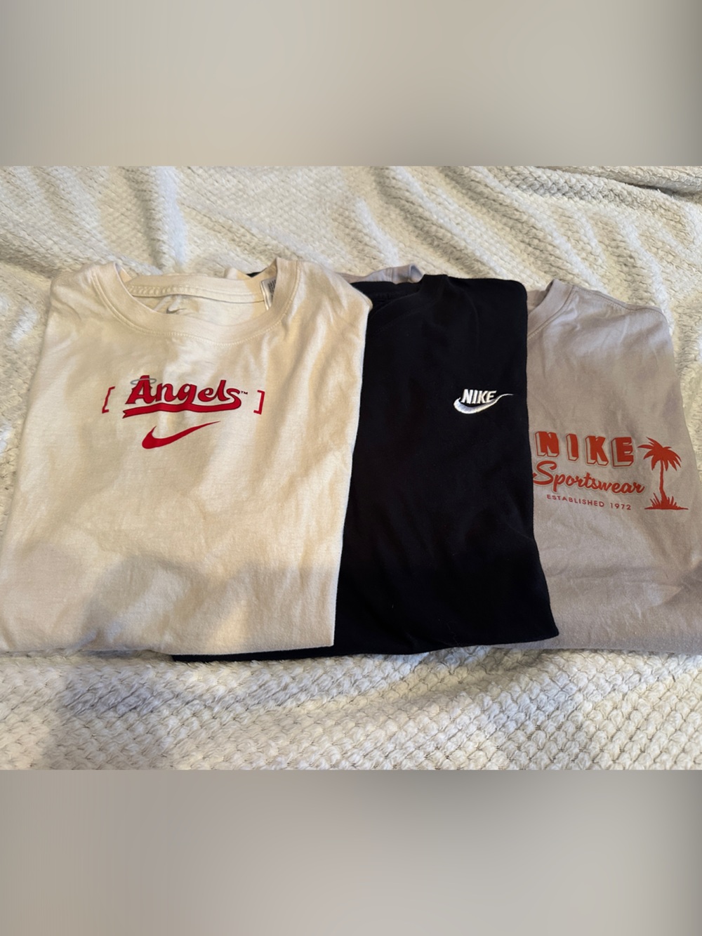 Nike White, Black & Light Gray Graphic Crewneck Trio
